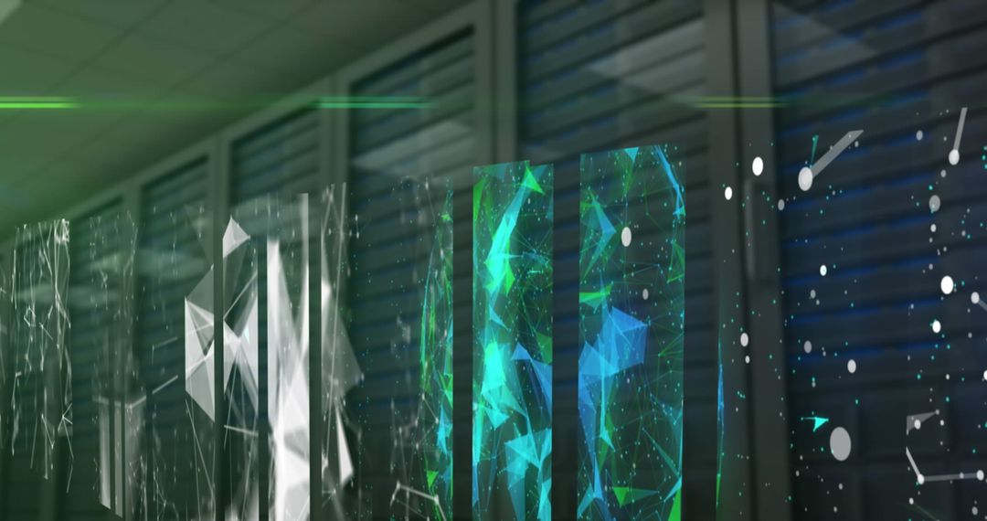 Digital Network Graphics Overlaying Data Servers for Technology Concept