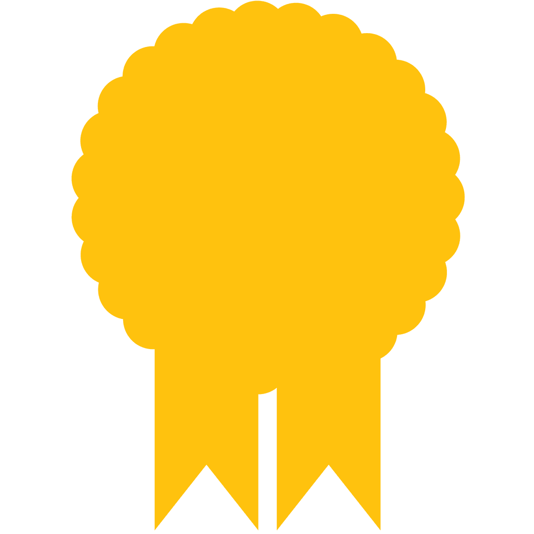 Bright Yellow Badge Ribbon Transparent Background Illustration