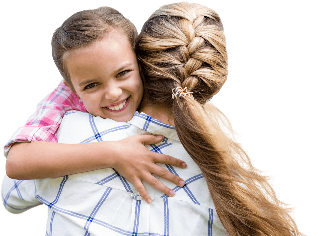 Happy Caucasian Girl Hugging Mother Transparent Background