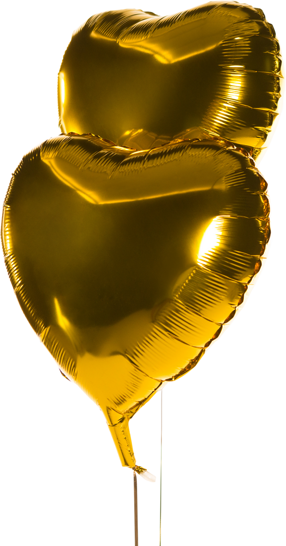 Golden Heart-Shaped Balloons on Transparent Background - Download Free Stock Images Pikwizard.com