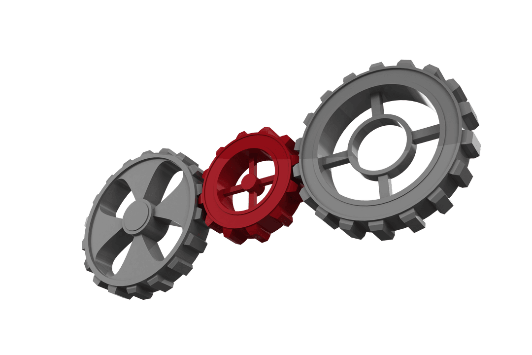 Transparent Cog Wheels Engaging for Industrial Processes