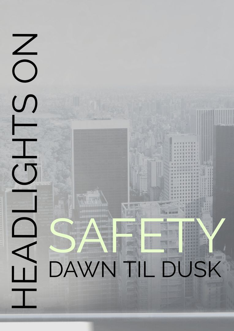 Headlights On Safety: Cityscape Emphasizing Road Safety at Dusk