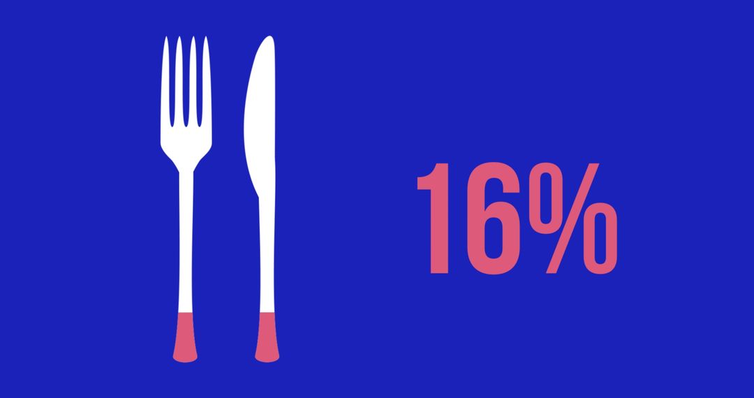 Colorful Animated Fork and Knife Infographic on Blue