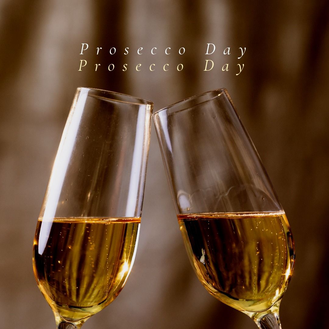 Digital composite close-up image of sparkling wines toasting with prosecco day text - Download Free Stock Templates Pikwizard.com