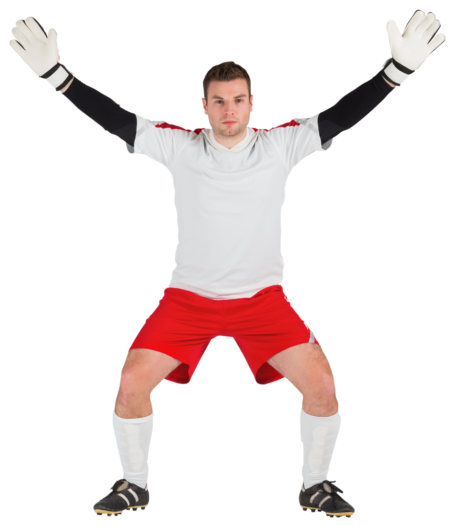 Transparent Image of Goalkeeper Wearing Red And White Uniform Making Save - Download Free Stock Images Pikwizard.com