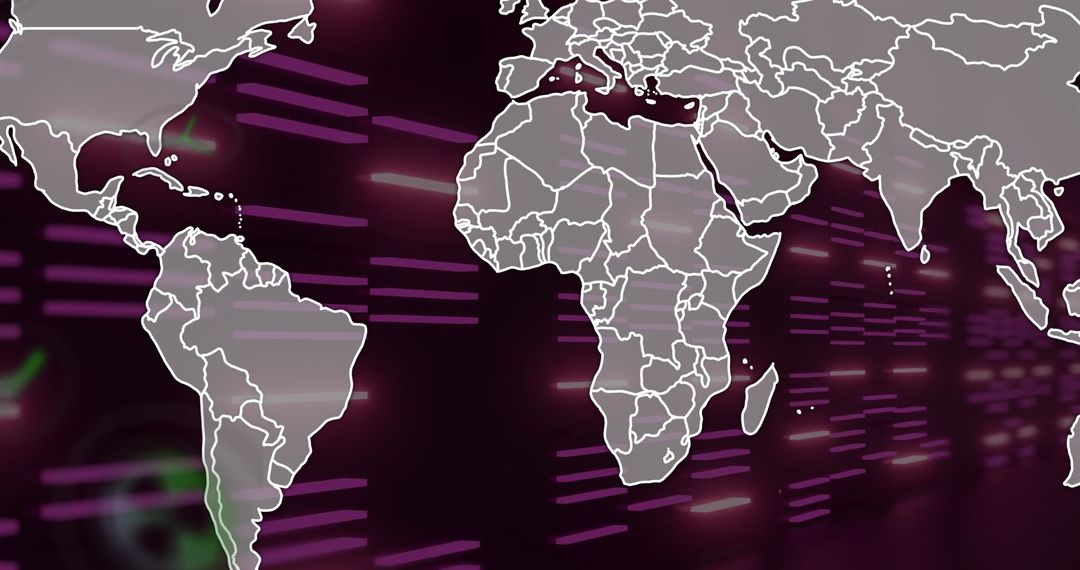 Futuristic Global Map with Digital Technology Interface