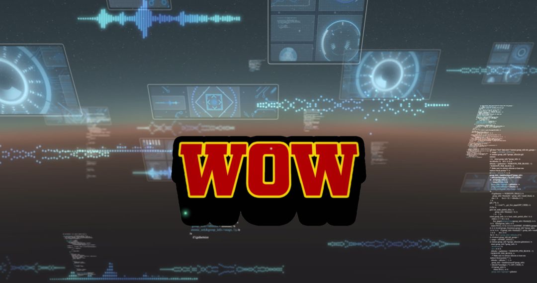 Digital Data Flow with WOW Highlighted in Futuristic Design
