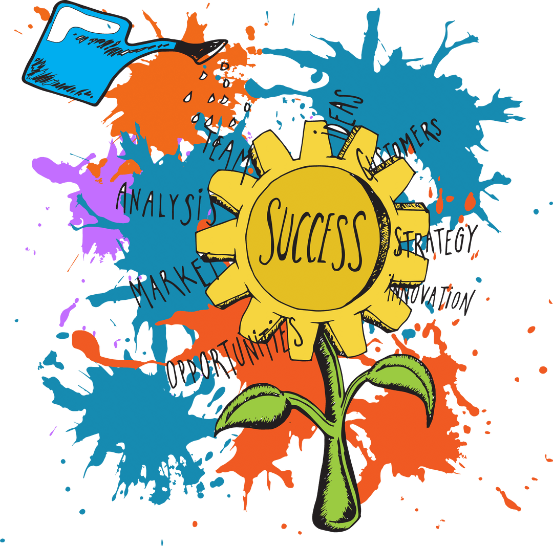 Transparent Business Success Concept on Colorful Background