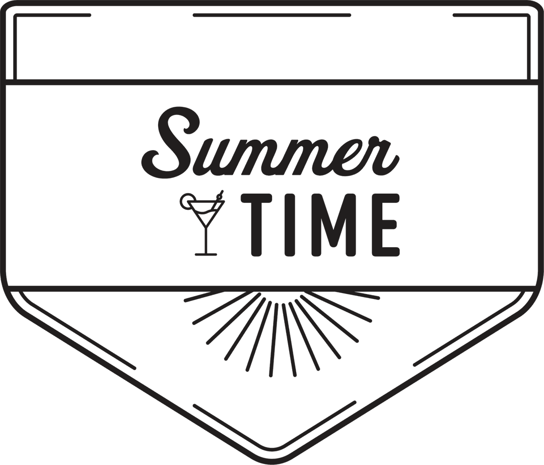 Summer Time Symbol with Cocktail and Sunlight - Transparent Design
