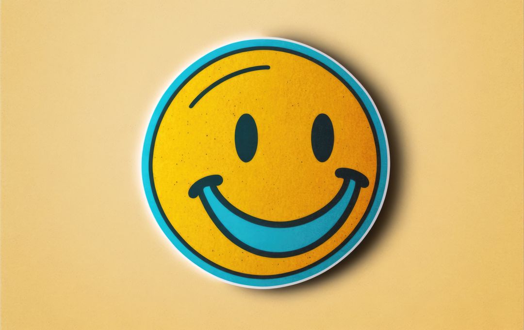 Retro yellow smiley icon on yellow background, created using generative ai technology - Free Images, Stock Photos and Pictures on Pikwizard.com
