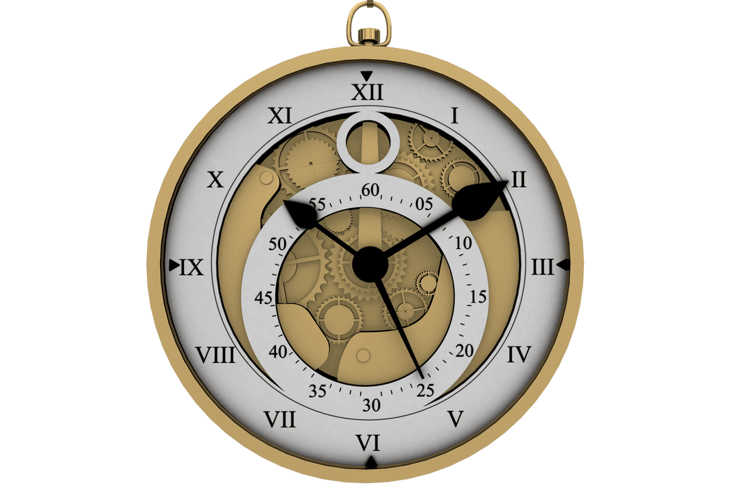 Transparent Pocket Watch with Visible Mechanical Gears