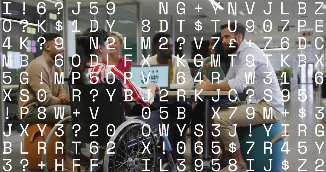 Business Team Collaboration with Digital Futuristic Overlays