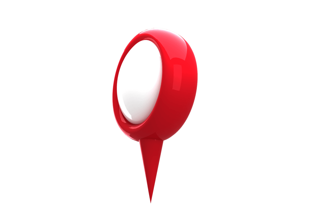 3D Transparent Red Navigation Marker Icon Isolated
