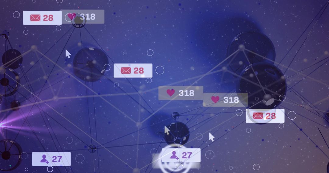 Digital Connection Network with Technology Icons and Data Notifications