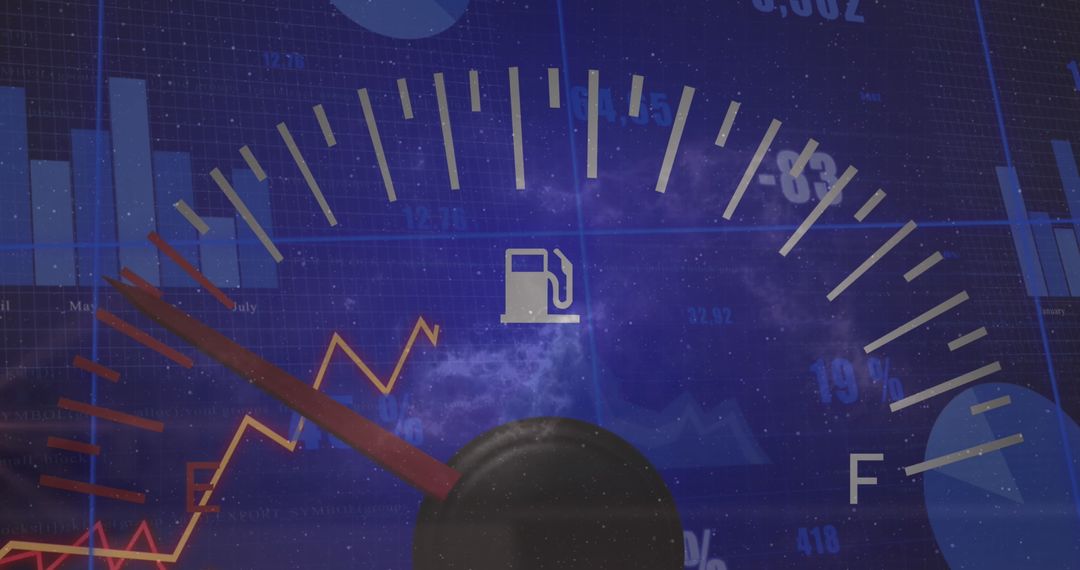 Speedometer Overlaid with Data and Graphs Symbolizing Technology Advancement