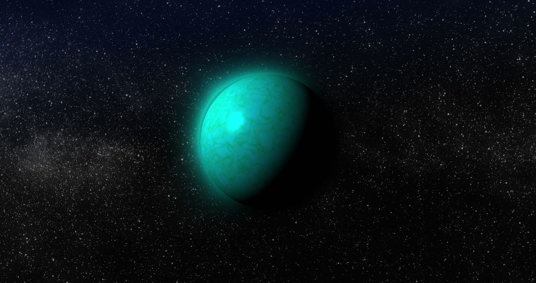 Mystical Green Planet in Boundless Starry Universe