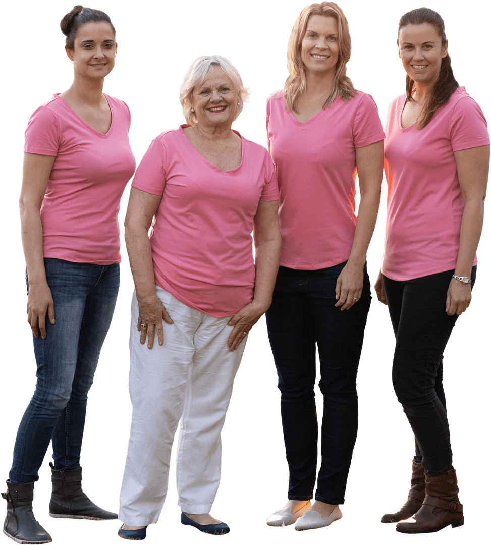 Transparent Portrait of Smiling Women Standing in Unity