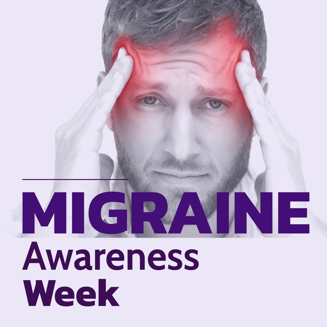 Migraine Awareness Week Concept with Painful Expression - Download Free Stock Templates Pikwizard.com