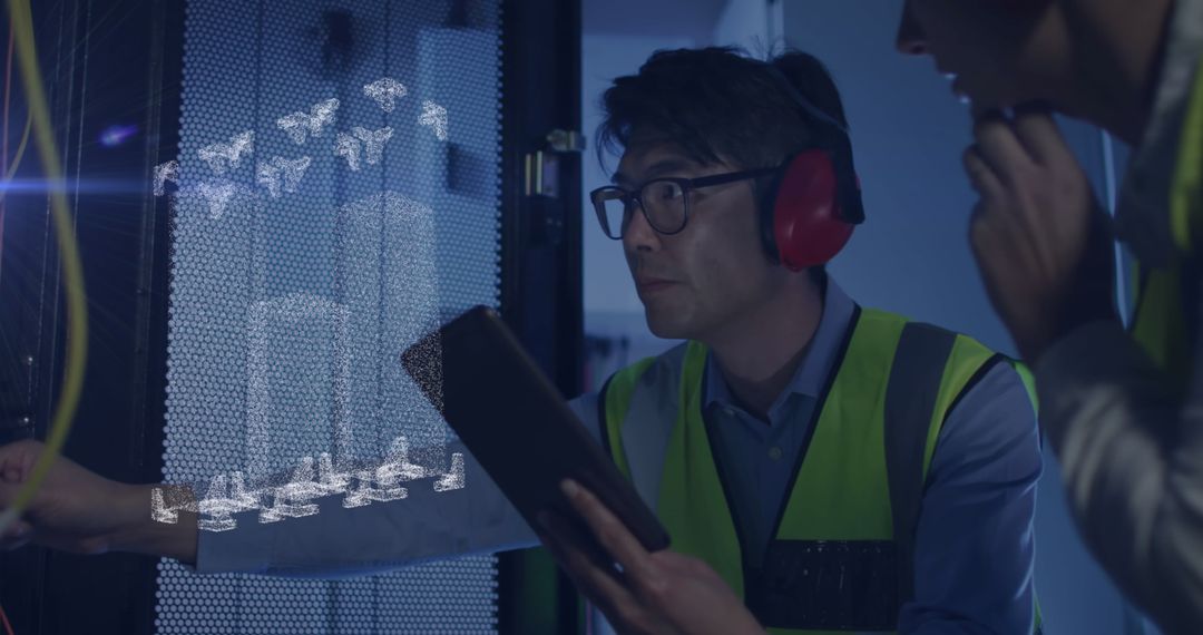 Engineers Analyzing Data in Advanced Server Room