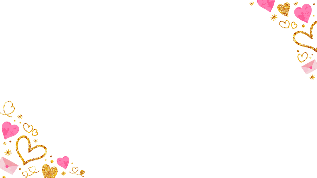 Romantic Transparent Heart and Glitter Corner Frame Design