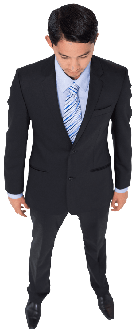 Transparent Sad Businessman Standing in Profile View