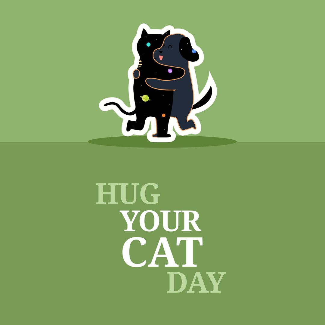 Cute Illustration Celebrating Hug Your Cat Day