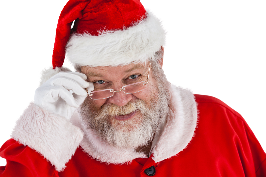 Transparent Portrait of Jolly Santa Claus Holding Spectacles - Download Free Stock Images Pikwizard.com