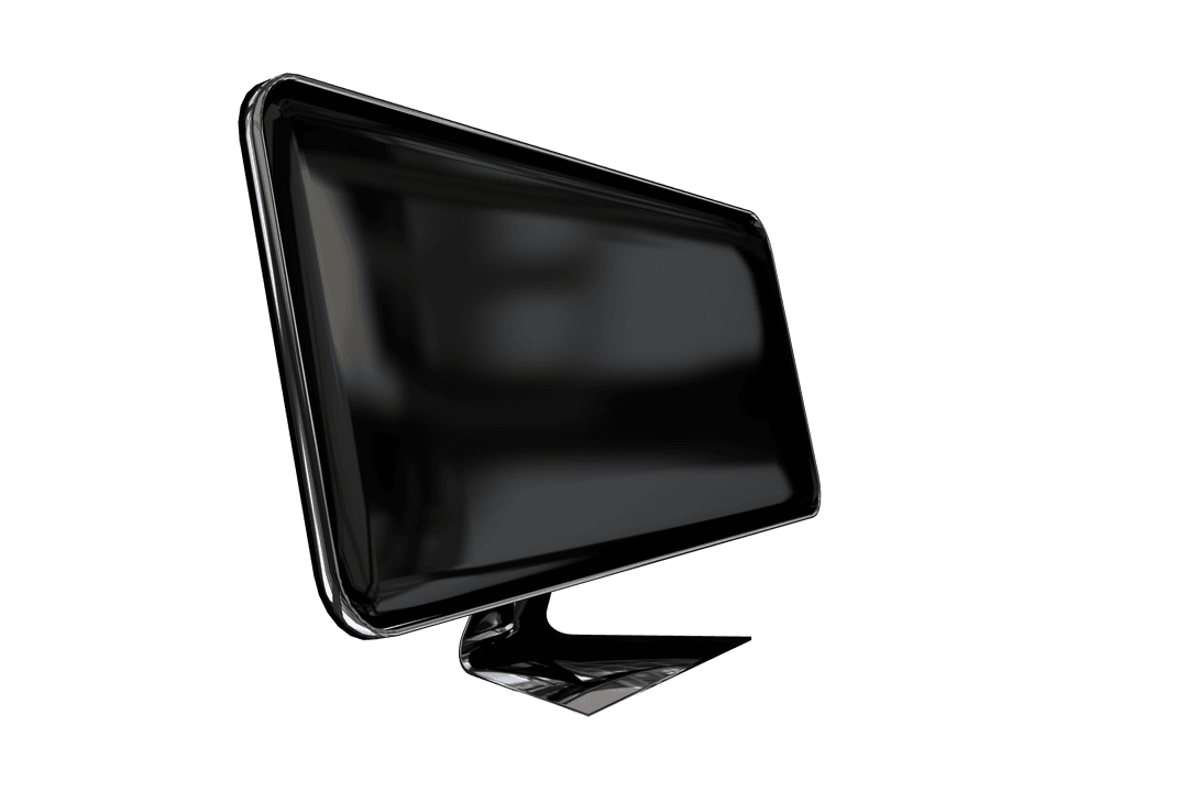 Sleek Black Computer Monitor on Transparent Background for Digital Design Use