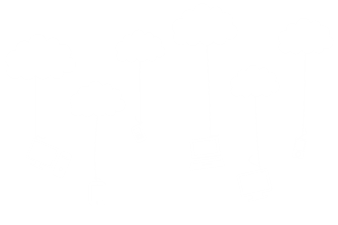 Cloud Computing Concept with Technology Devices Transparent Background