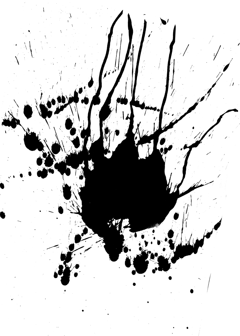 Black Ink Splat Illustration on Transparent Background for Creative Design