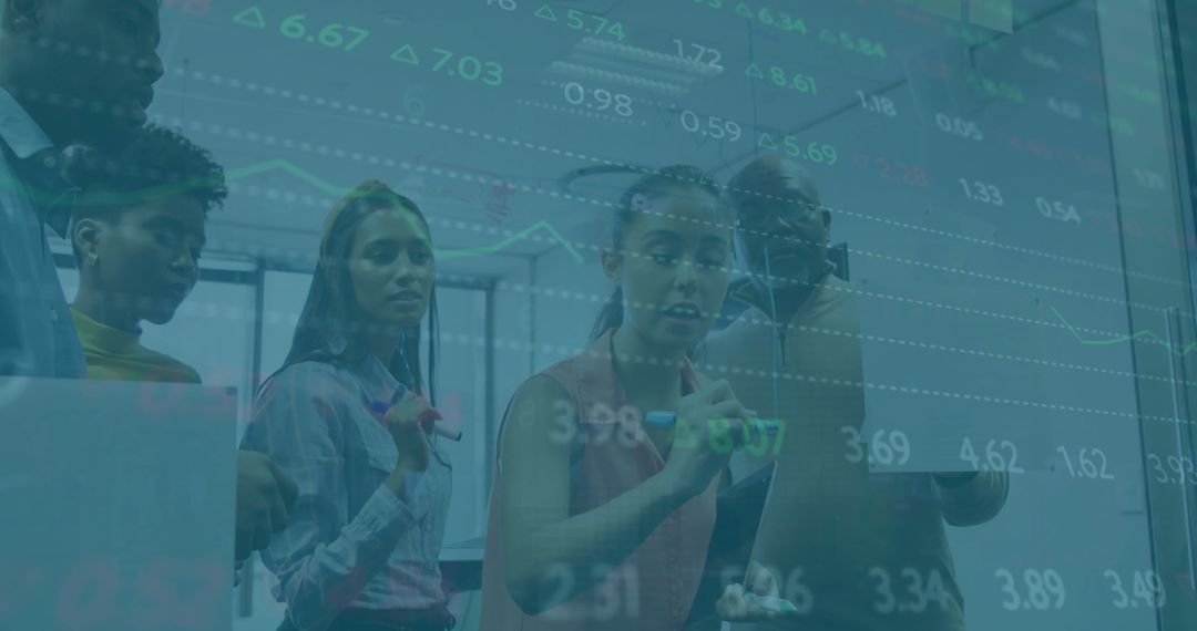 Diverse Business Team Discussing Financial Data with Analytic Graphs