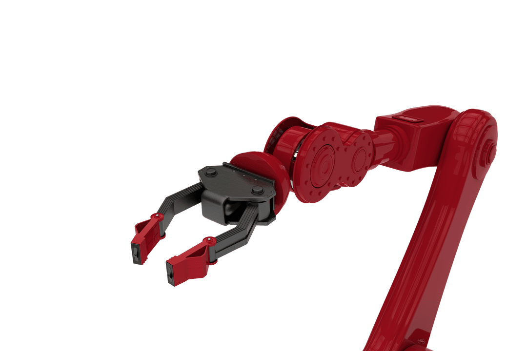 Futuristic red robotic arm with transparent background