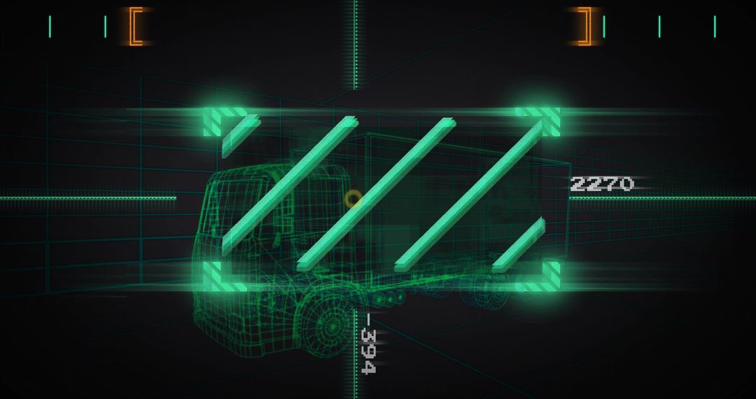 Futuristic Truck Wireframe in Modern HUD Interface