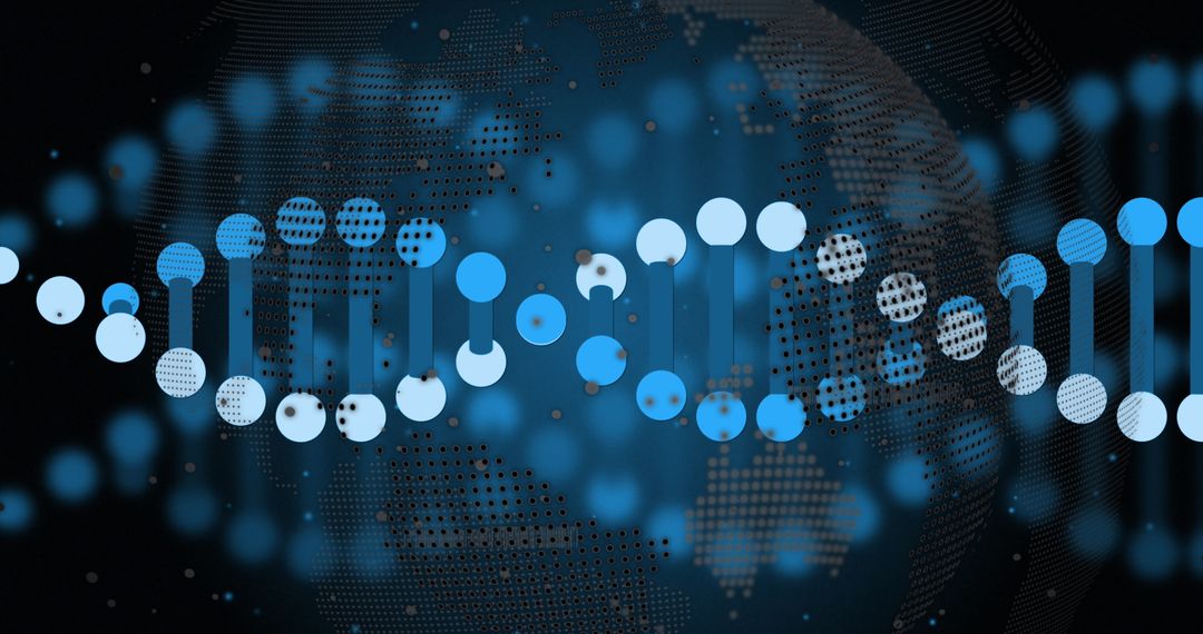 Spinning DNA Strands on Globe with Data Overlay