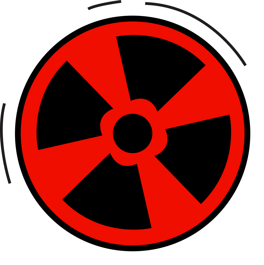 Modern Rotor Icon with Black Blades on Red Disc Design Transparent
