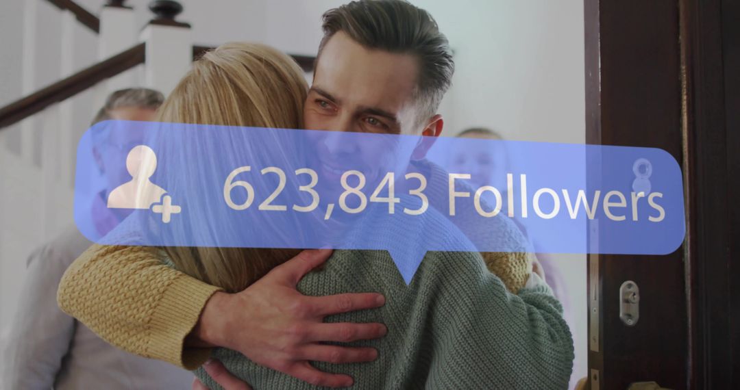 Warm Reunion: Affectionate Hug Between Family Members in Cozy Home