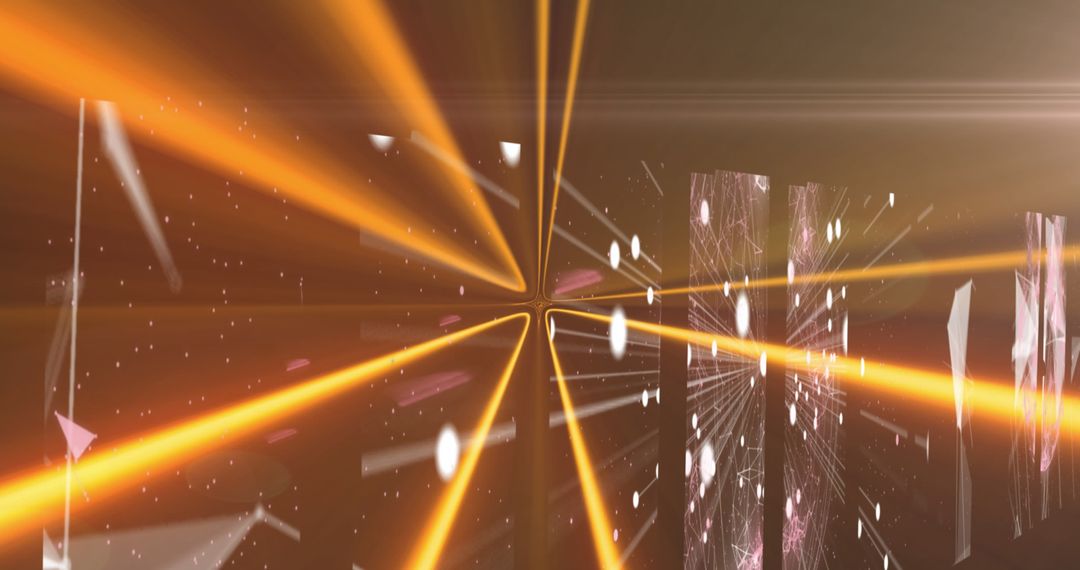 Futuristic Light Trails and Digital Shapes on Abstract Background