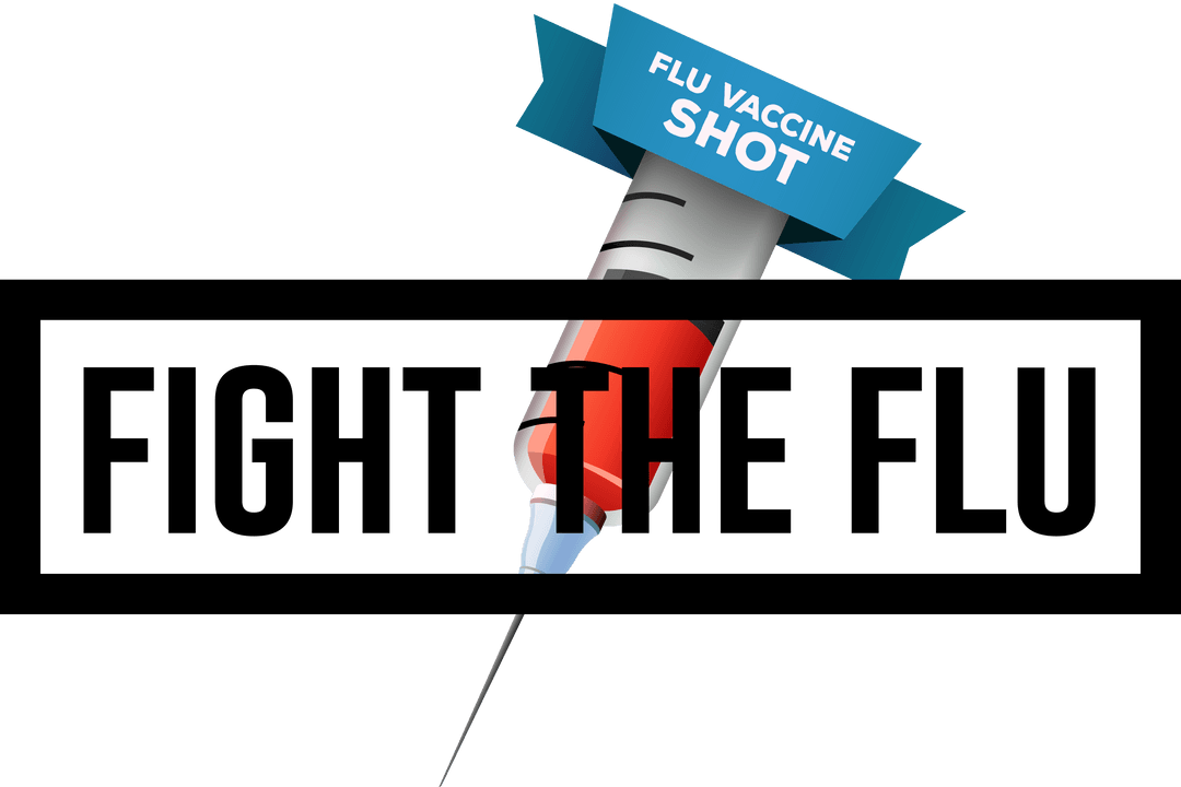 Flu Vaccine Syringe Promoting Prevention on Transparent Background