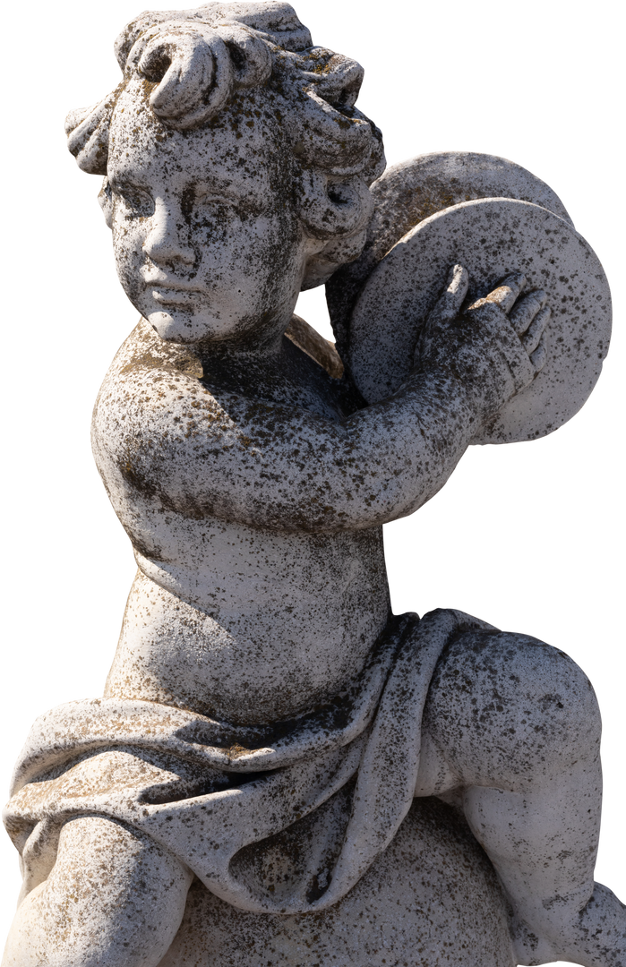 Transparent Ancient Cherub with Cymbals Weathered Stone Sculpture - Download Free Stock Images Pikwizard.com