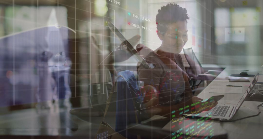 Analyst Reviewing Stock Market Data in Modern Office Environment