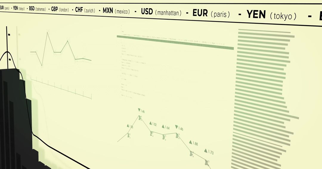 Financial Data Processing Screen with Global Currencies Representation