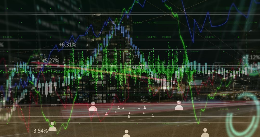 Digital Data Streams Overlay Global Cityscape
