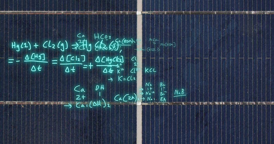 Mathematical Equations on Solar Panel Background