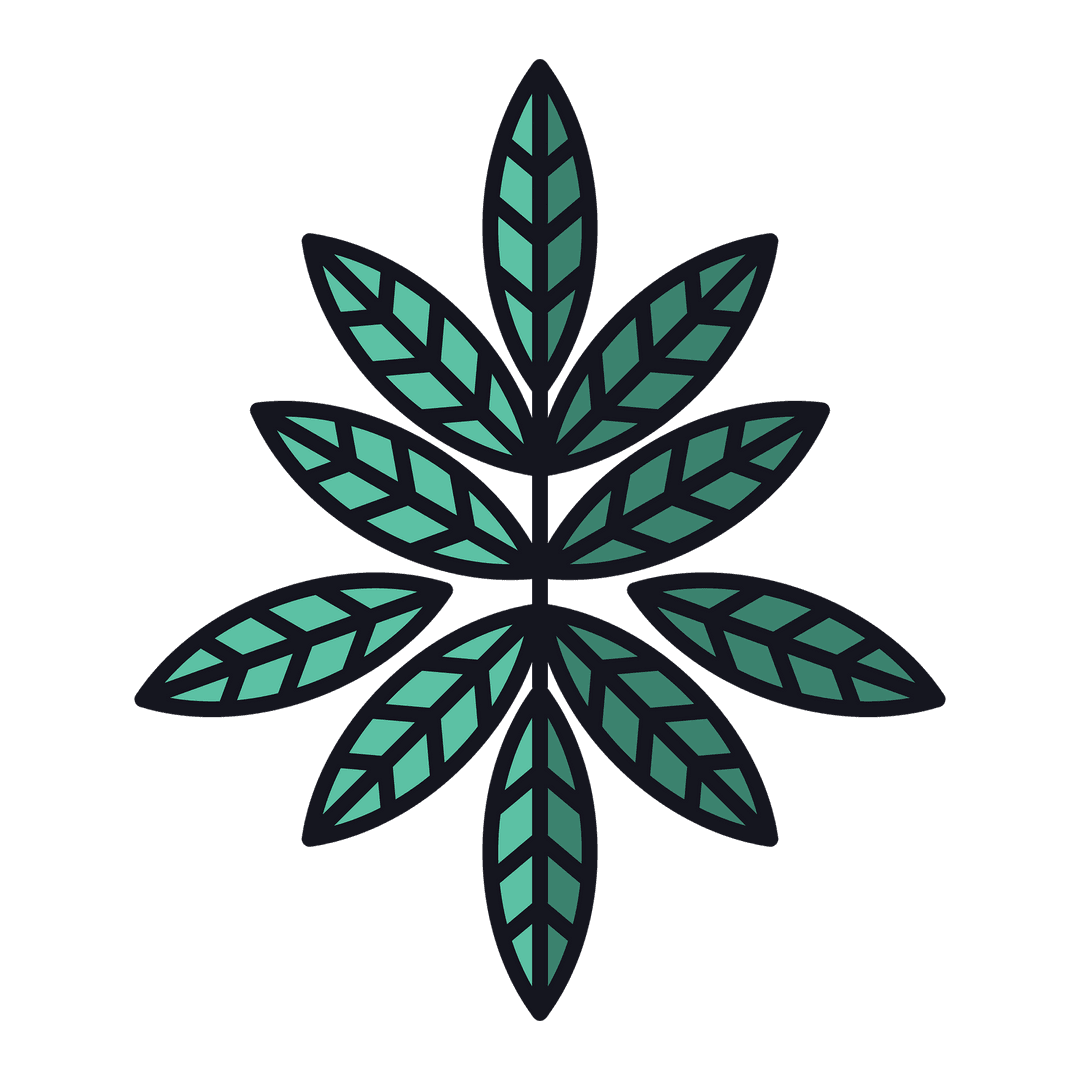 Stylized Leaf Pattern with Green Hue on Transparent Background
