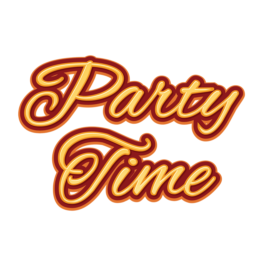 Colorful Retro Font Design Party Time on Transparent Background