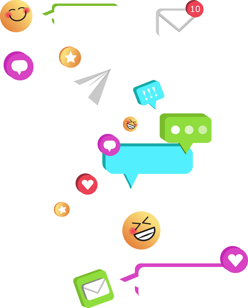 Transparent Messaging Icons Network with Dynamic Emojis