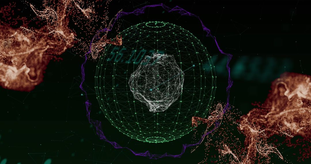 Futuristic Globe with Abstract Data Visualization and Holographic Elements