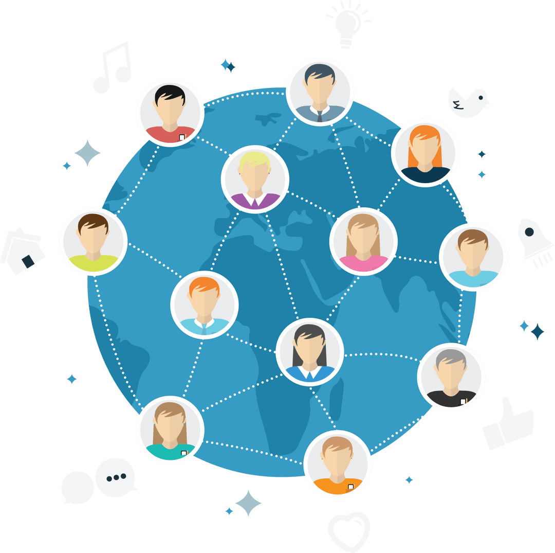 Global Network Connectivity on Transparent Background