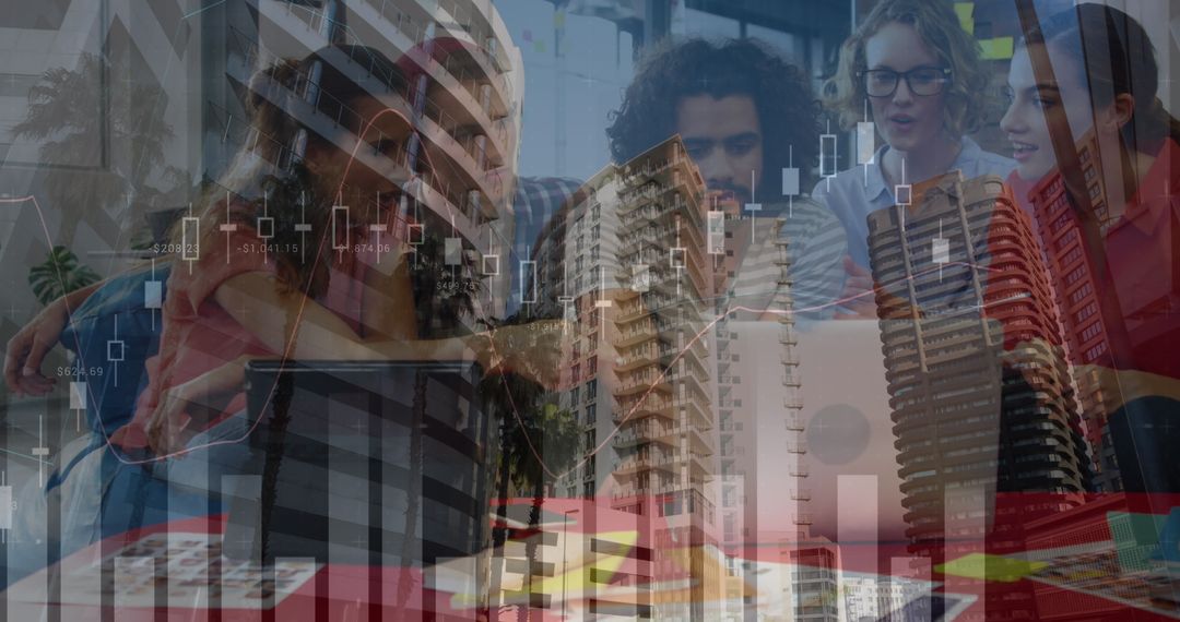 Innovative Team Discussion Merging Technology and Finance Concepts