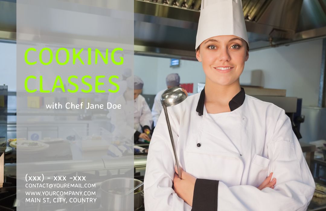 Confident Chef Promoting Culinary Cooking Classes